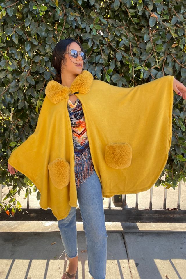 Yellow Cape with Yellow Faux Fur Selected by FernMercantile