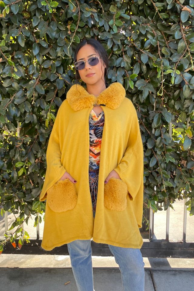 Yellow Cape with Yellow Faux Fur Selected by FernMercantile #1
