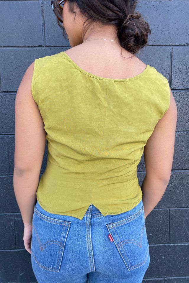 Vintage 1980's Mondi Green Vest Selected by FernMercantile #2