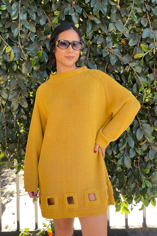 Vintage 1980's Michael Simon Knit Cutout Tunic Dress Selected by FernMercantile
