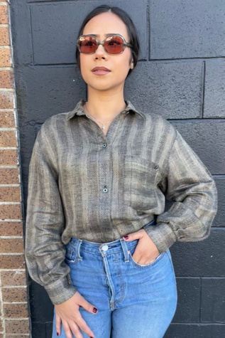 Vintage 1980's Woven Stripe Shirt Selected by FernMercantile