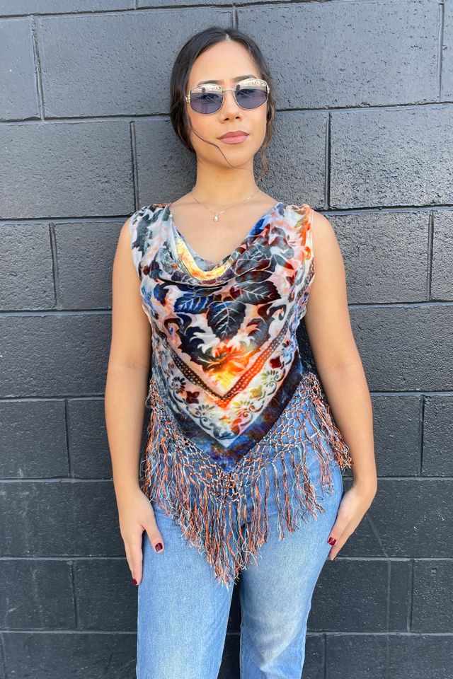 Vintage Y2k cut Velvet Floral Boho Blouse Selected by FernMercantile