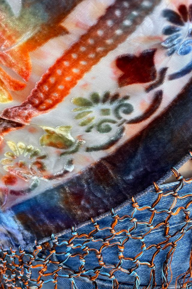 Vintage Y2k cut Velvet Floral Boho Blouse Selected by FernMercantile #1