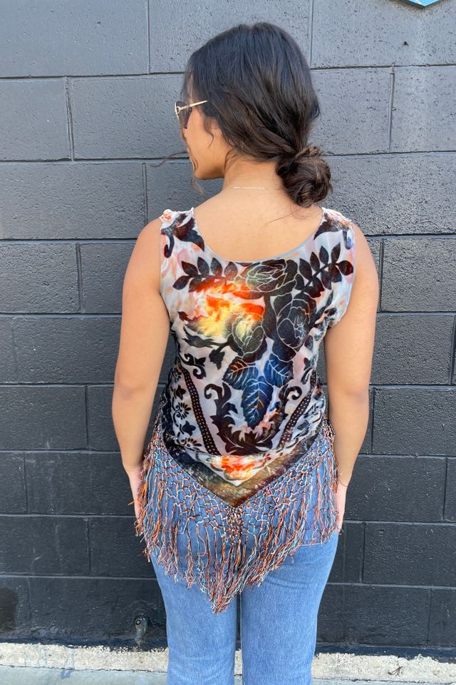Vintage Y2k cut Velvet Floral Boho Blouse Selected by FernMercantile #2