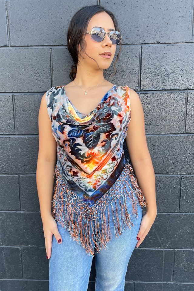 Vintage Y2k cut Velvet Floral Boho Blouse Selected by FernMercantile #3