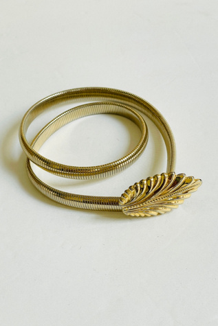 Vintage Gold Snake Belt with Leaf Selected by FernMercantile