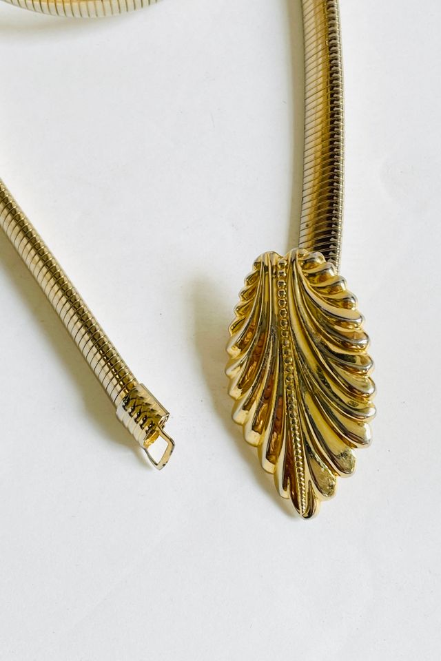 Vintage Gold Snake Belt with Leaf Selected by FernMercantile #1