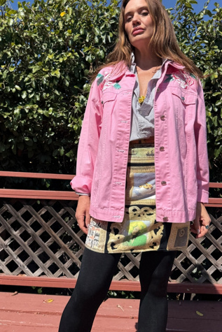 1990s Bob Mackie Oversized Embroidered Jean Jacket Selected by Personal Choice