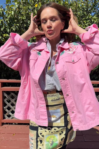 1990s Bob Mackie Oversized Embroidered Jean Jacket Selected by Personal Choice