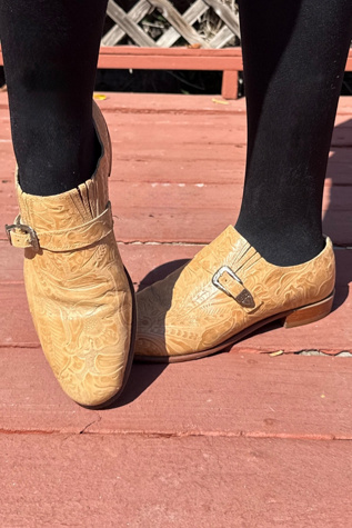 Vintage Justin Tooled Leather Buckle Strap Shoes Selected by Persona Choice