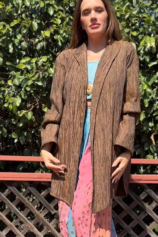 1990s Ungaro Parallel Long Line Crinkled Jacket Selected by Personal Choice