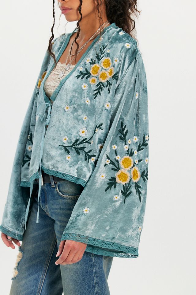 Denim And Bone Embroidered Bed Jacket #2