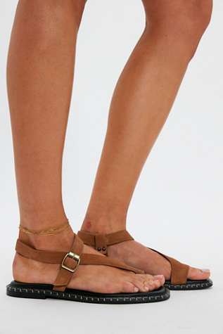 Akira Asymmetric Sandals by Free People in Tan Oiled Suede, Size: US 11