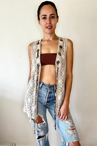 Vintage Grommet Lace Daisy Vest Selected by Picky Jane