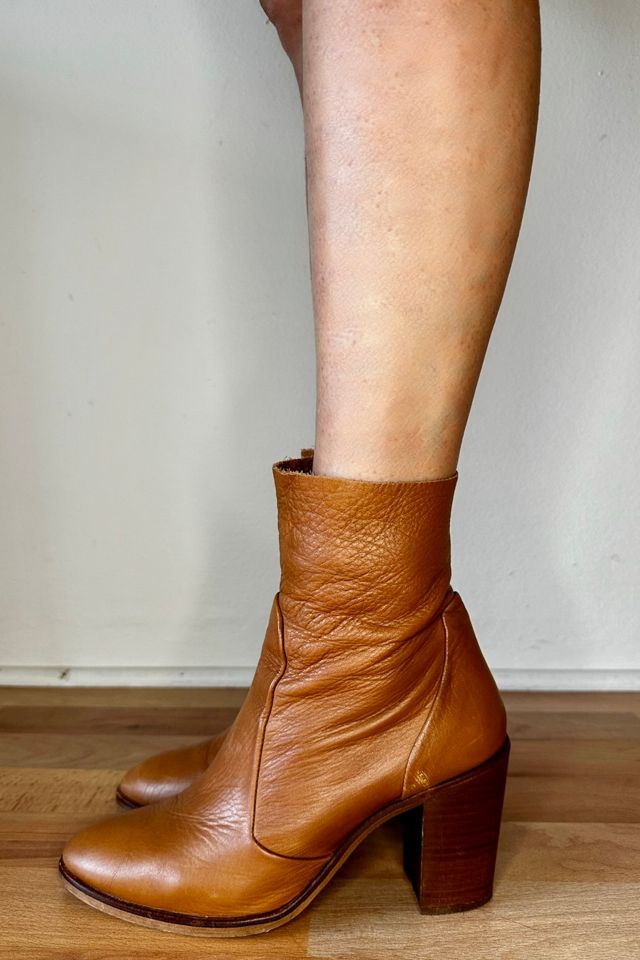 Peanut Brown Leather Ankle Block Heel Boots Selected by Picky Jane #1