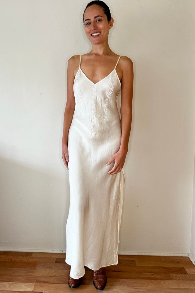 Cream Low Back Maxi Bias Slip with Embroidery  Selected by Picky Jane #1