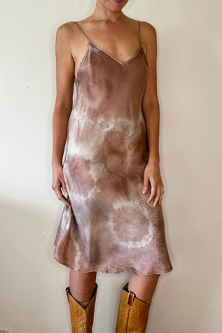 Mocha Tie Dyed Silk Slip Dress Selected by Picky Jane