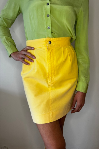 Yellow Cotton Vintage 1980s Mini Skirt Selected by Picky Jane