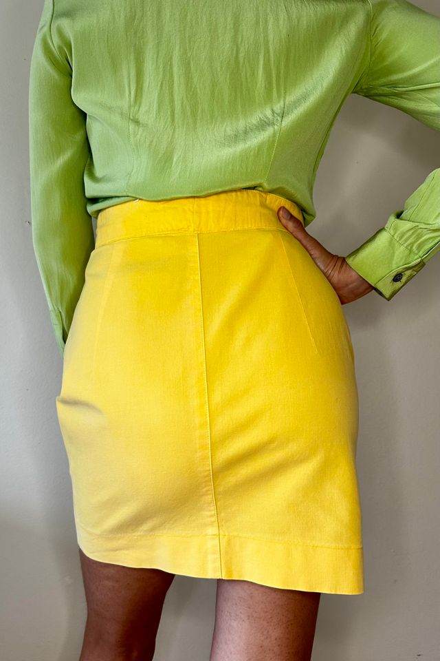 Yellow Cotton Vintage 1980s Mini Skirt Selected by Picky Jane #1