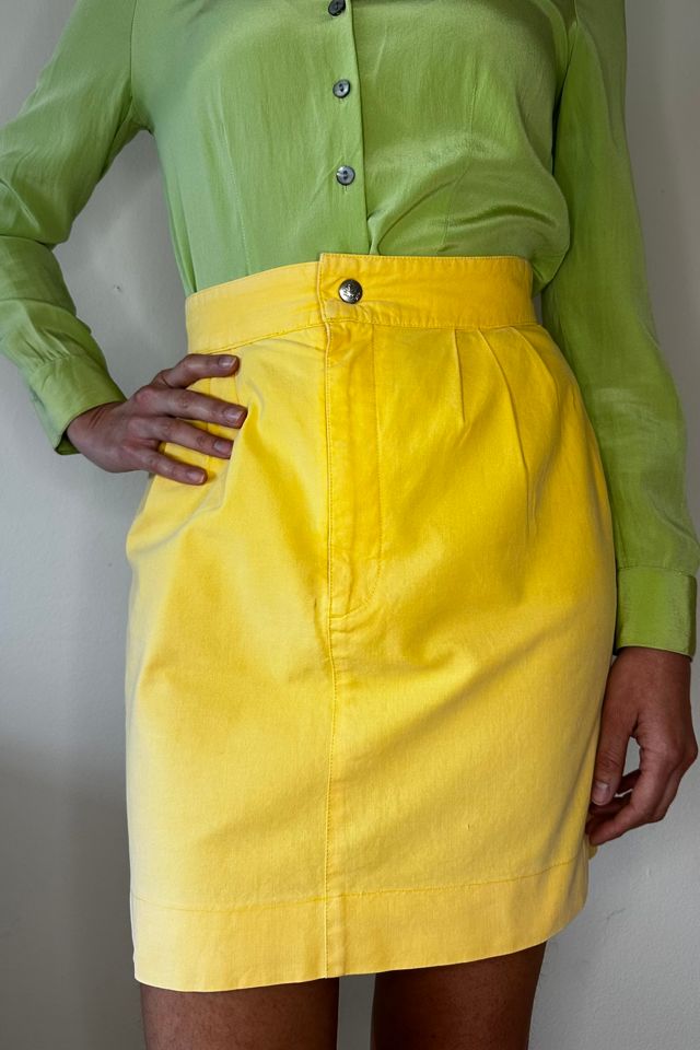 Yellow Cotton Vintage 1980s Mini Skirt Selected by Picky Jane #2