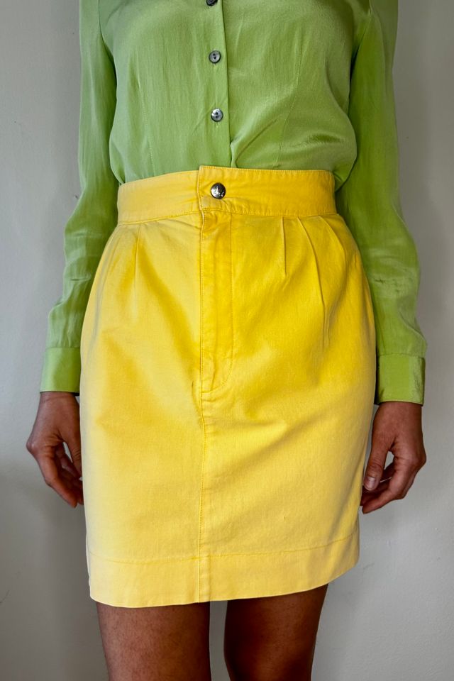 Yellow Cotton Vintage 1980s Mini Skirt Selected by Picky Jane #3