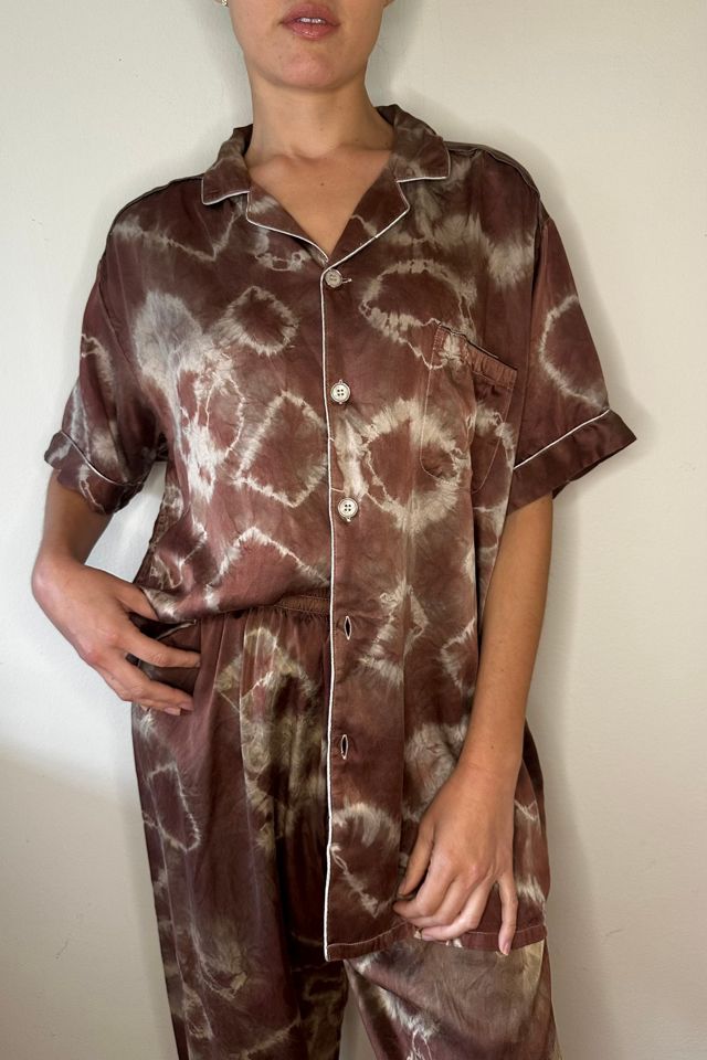 Unisex Brown Tie Dye Silk Pajama Vacation Set Selected by Picky Jane #1