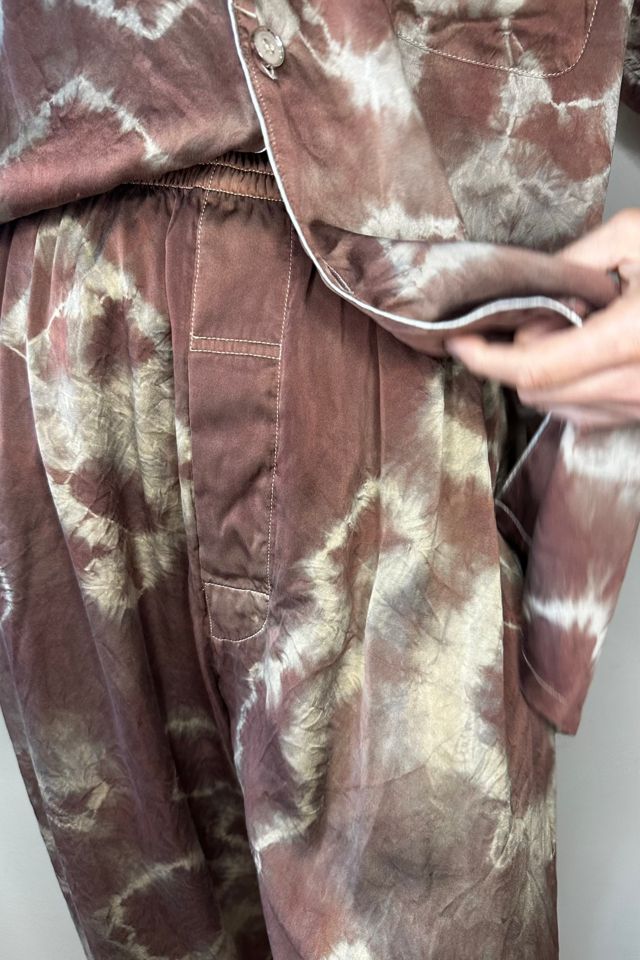 Unisex Brown Tie Dye Silk Pajama Vacation Set Selected by Picky Jane #3