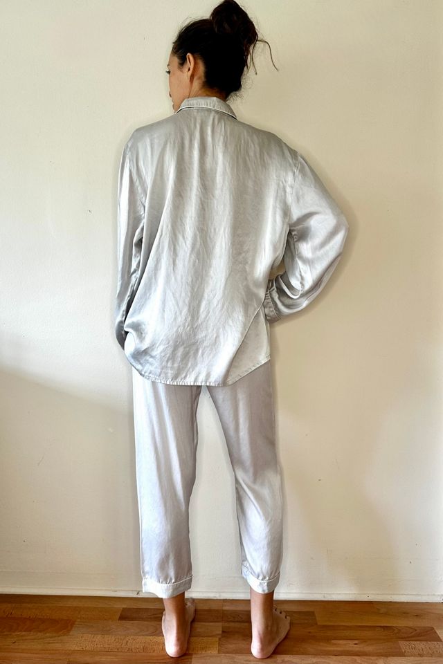 Silver Grey Unisex Piped Silk Pajama Vacation Set Selected by Picky Jane #3