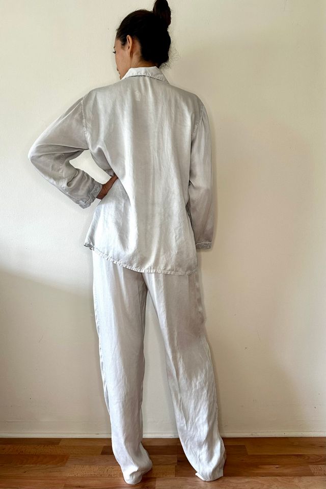 Silver Grey Silk Embroidered Pajama Set Selected by Picky Jane #1
