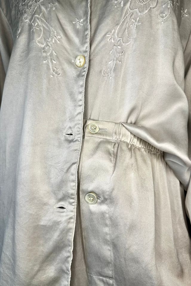 Silver Grey Silk Embroidered Pajama Set Selected by Picky Jane #2