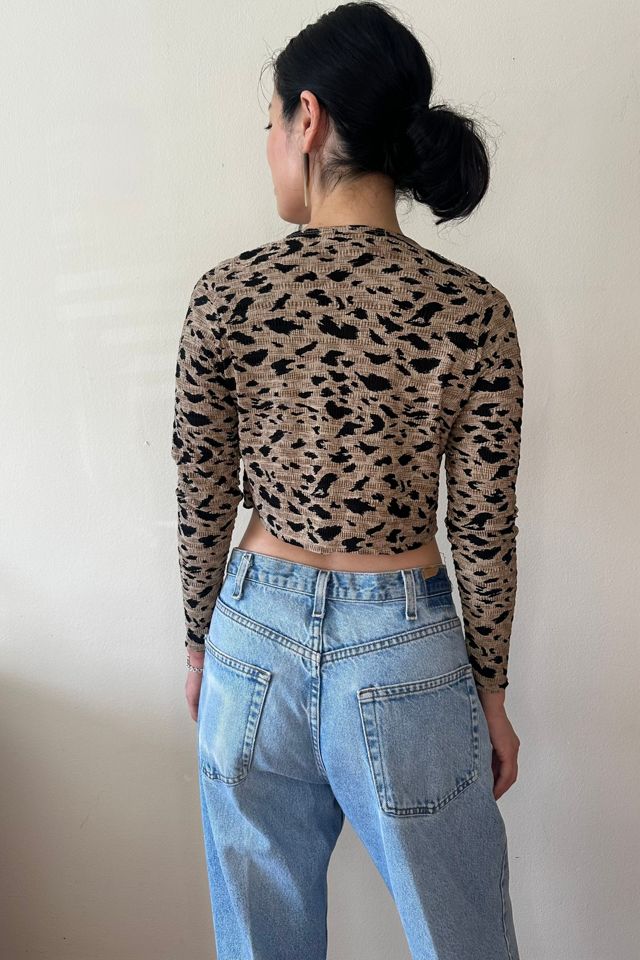 Pleated Knit Animal Print Crop Cardigan Selected by Picky Jane #2