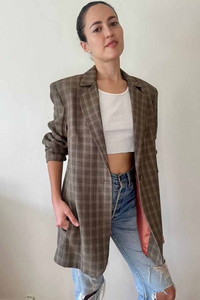 Vintage Brown Plaid Preppy Blazer Selected by Picky Jane #1