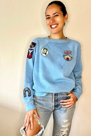 Johnny Cash Vintage Distressed Baby Blue Patch Sweatshirt xSelected by Picky Jane