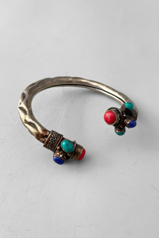 Vintage Silver Metal Gemstone Torque Bracelet Selected by MARMALADE