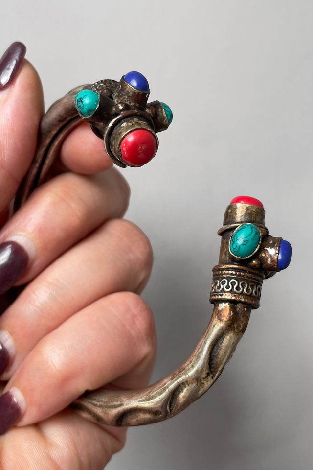 Vintage Silver Metal Gemstone Torque Bracelet Selected by MARMALADE #1