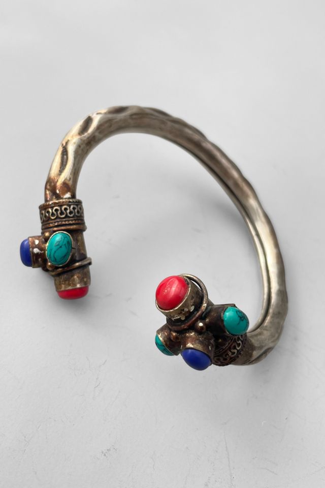 Vintage Silver Metal Gemstone Torque Bracelet Selected by MARMALADE #2