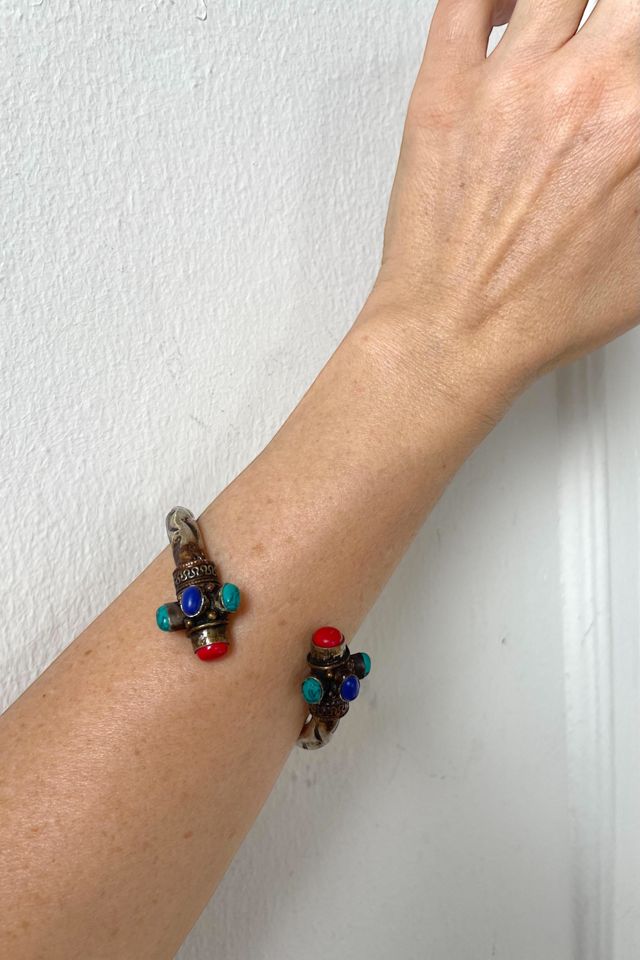 Vintage Silver Metal Gemstone Torque Bracelet Selected by MARMALADE #3
