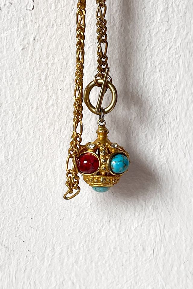 Vintage Etruscan Revival Charm Toggle Chain Necklace Selected by MARMALADE #1