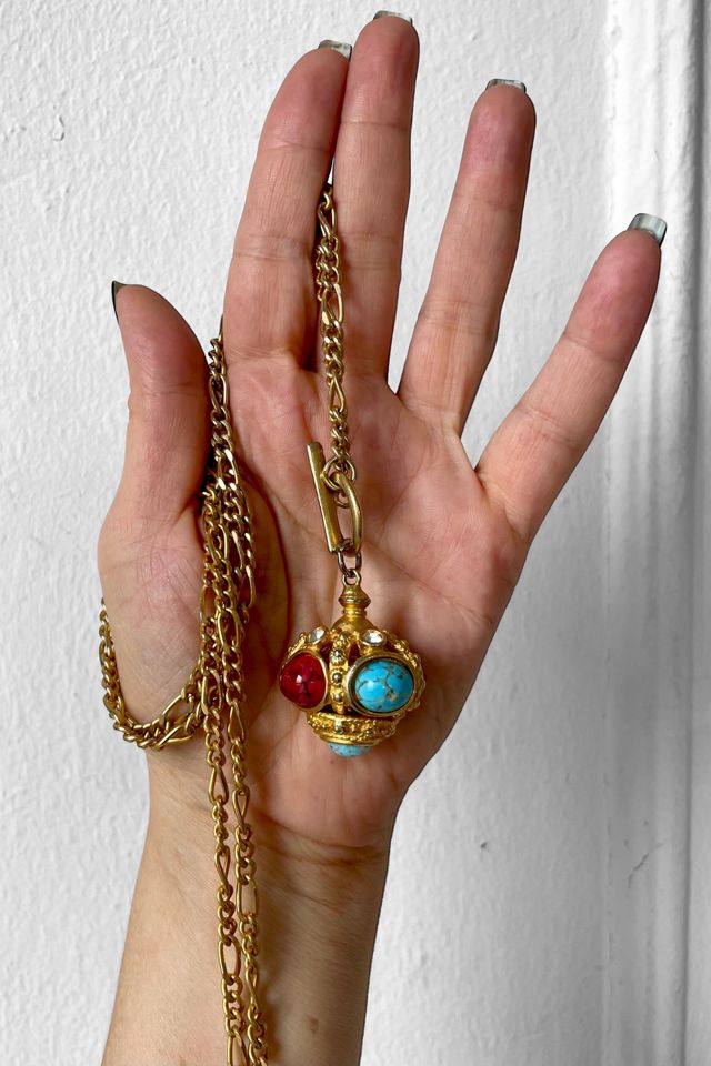 Vintage Etruscan Revival Charm Toggle Chain Necklace Selected by MARMALADE #3