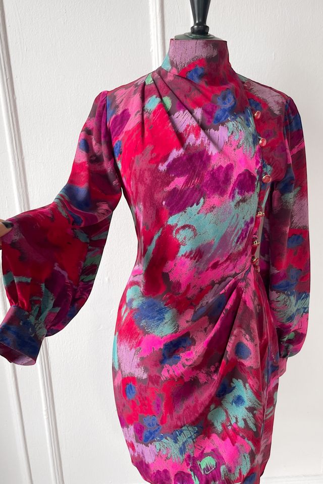 Vintage Emanuel Ungaro 80s Ruched Color-Splash Dress Selected by MARMALADE #1