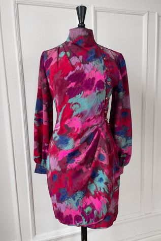 Vintage Emanuel Ungaro 80s Ruched Color-Splash Dress Selected by MARMALADE