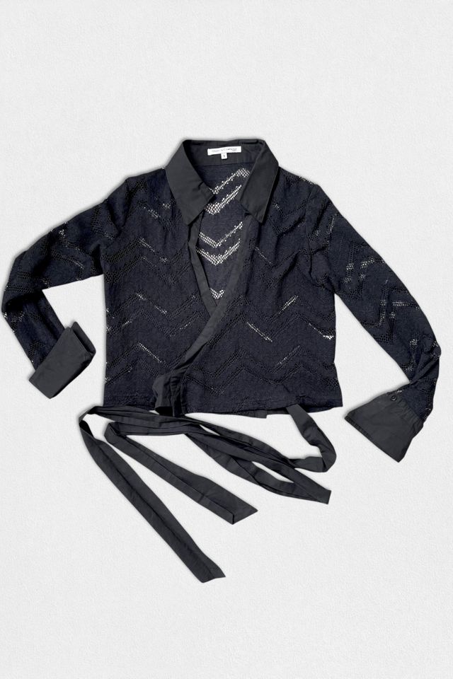 Vintage Y2K Black Lace Romantic Wrap Top Selected by MARMALADE #2