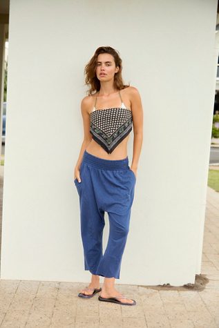Chillaxing Cotton Harem Pants by free-est at Free People in Blue, Size: XL