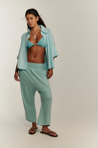Chillaxing Cotton Harem Trousers by free-est at Free People in Waterfall Mist, Size: XL