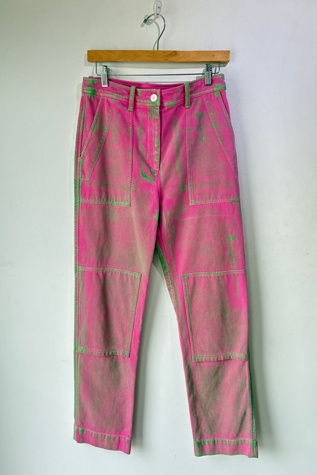 Raquel Allegra Pink and Green Spray Paint Pants Selected by The Curatorial Dept.