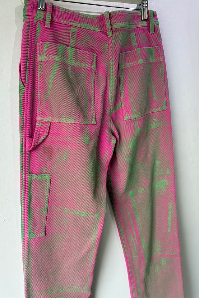 Raquel Allegra Pink and Green Spray Paint Pants Selected by The Curatorial Dept. #2