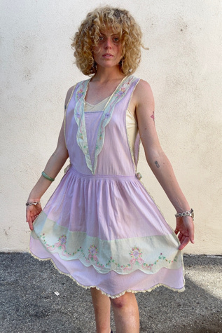 Vintage 1930s Lavender Pinafore Dress Selected by The Curatorial Dept.