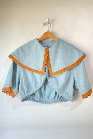 Norma Jean Reworked Polo Chambray Crop Blouse Selected by The Curatorial Dept.