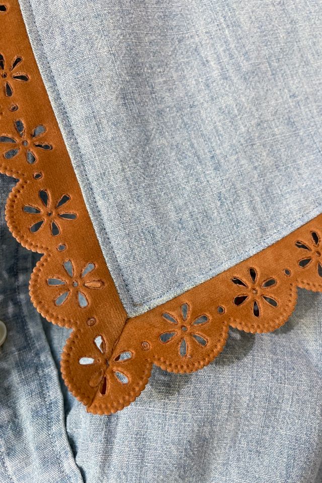 Norma Jean Reworked Polo Chambray Crop Blouse Selected by The Curatorial Dept. #1