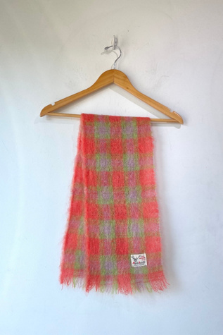 Vintage Hand Acraft Orange Check Mohair Scarf Selected by The Curatorial Dept.